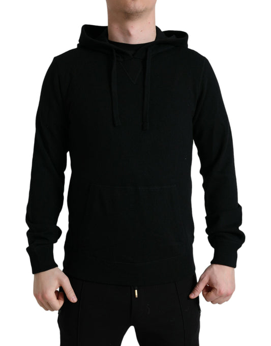 Black Cashmere Hooded Pullover Sweater