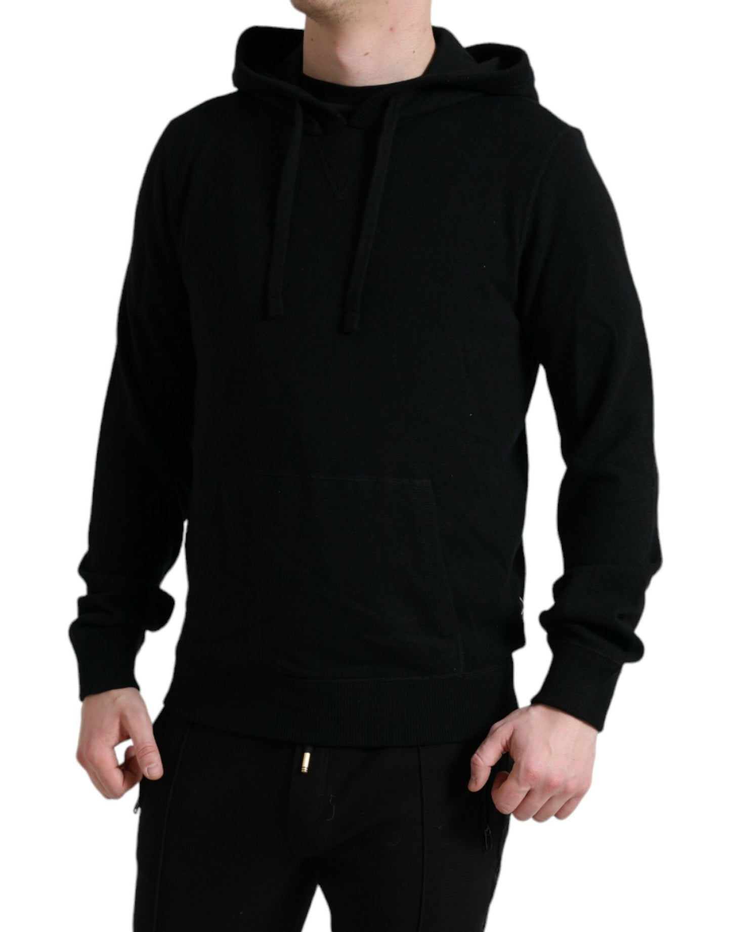 Black Cashmere Hooded Pullover Sweater