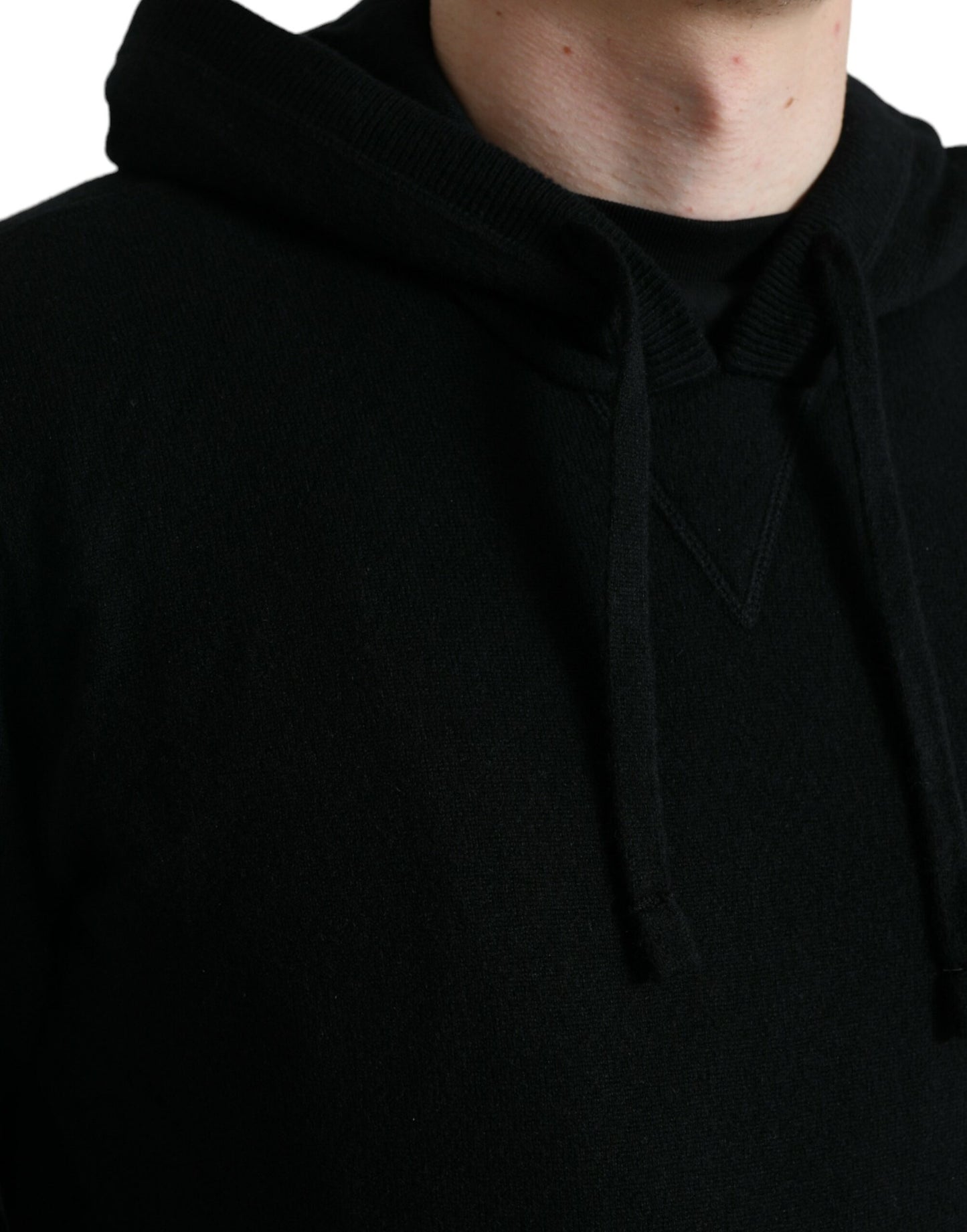 Black Cashmere Hooded Pullover Sweater