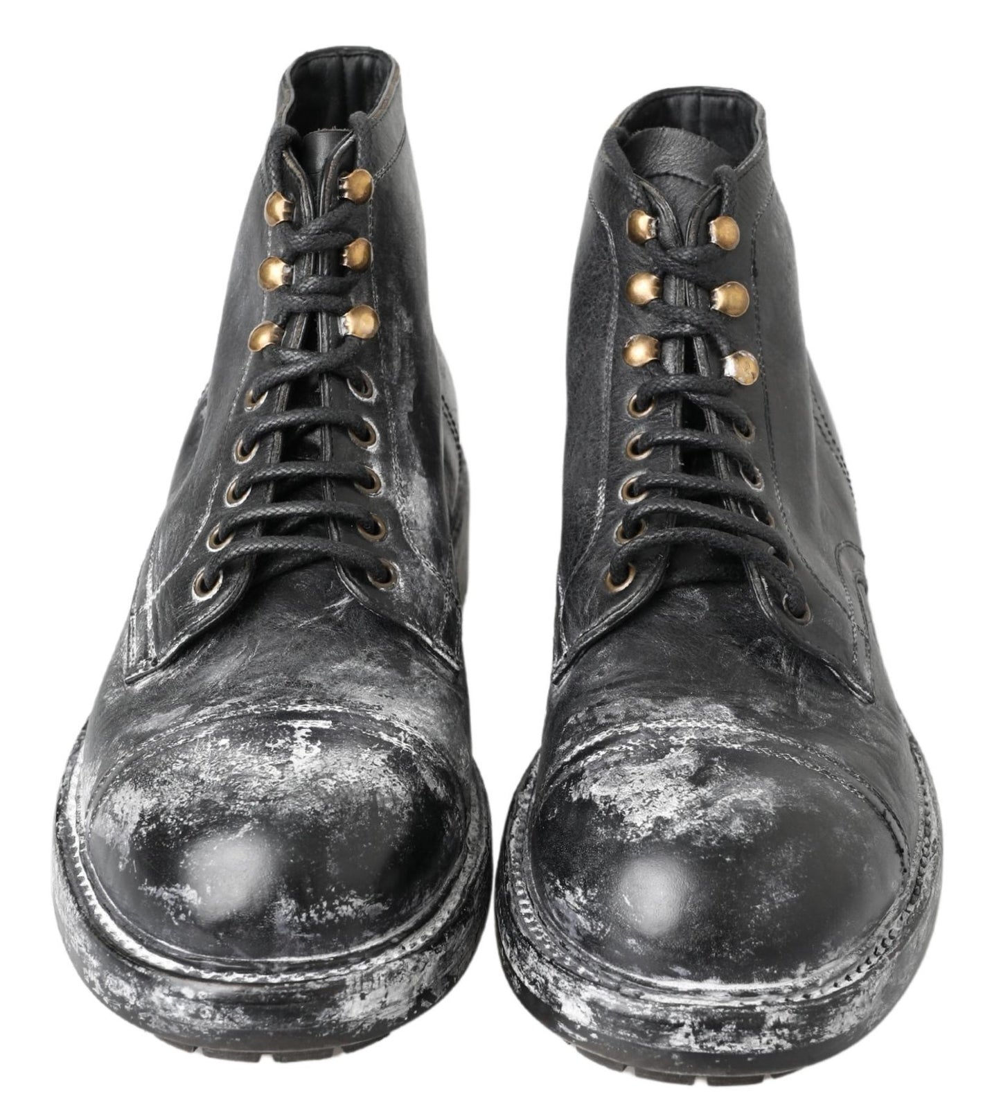 Elegant Leather Combat Boots in Black