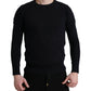 Blue Cotton Round Neck Pullover Sweater