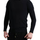 Blue Cotton Round Neck Pullover Sweater