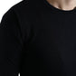 Blue Cotton Round Neck Pullover Sweater