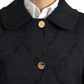 Black Floral Print Coat Blazer Jacket