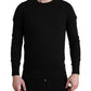 Black Cotton Crew Neck Men Pullover Sweater