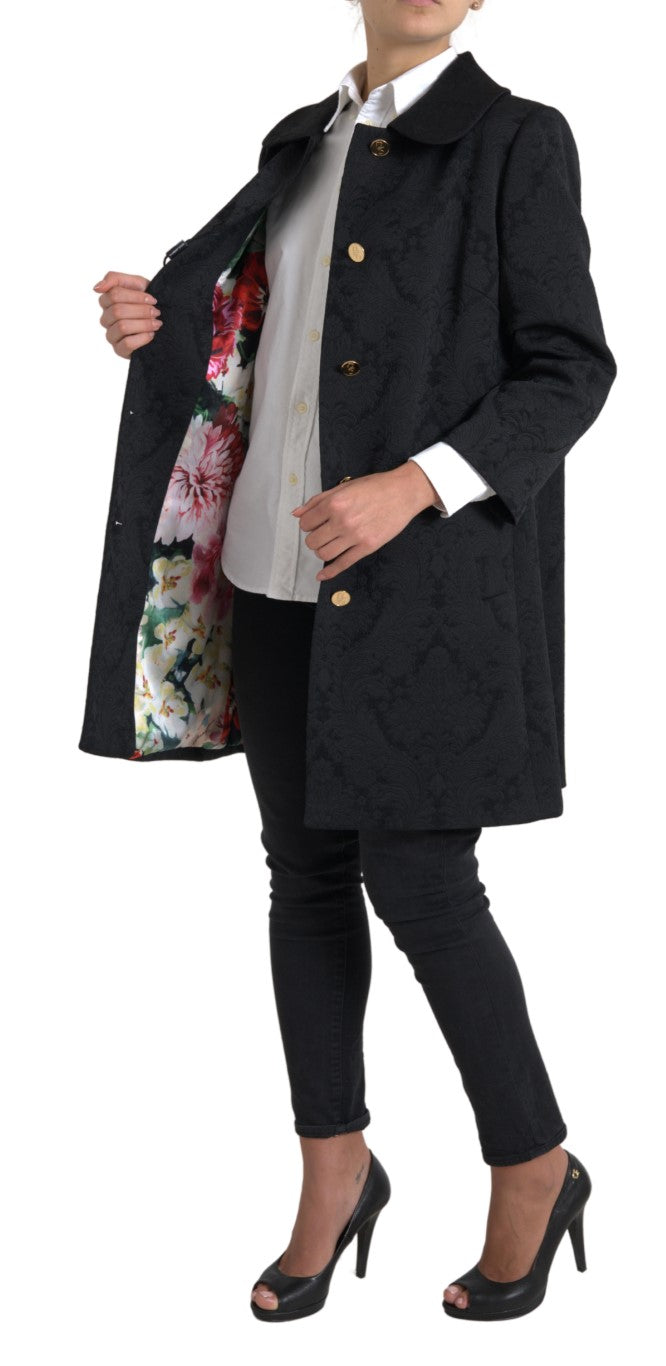 Black Floral Print Coat Blazer Jacket