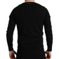 Black Cotton Crew Neck Men Pullover Sweater