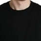 Black Cotton Crew Neck Men Pullover Sweater