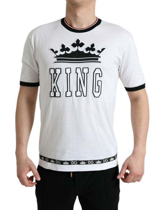 White Crown King Cotton Crew Neck T-shirt