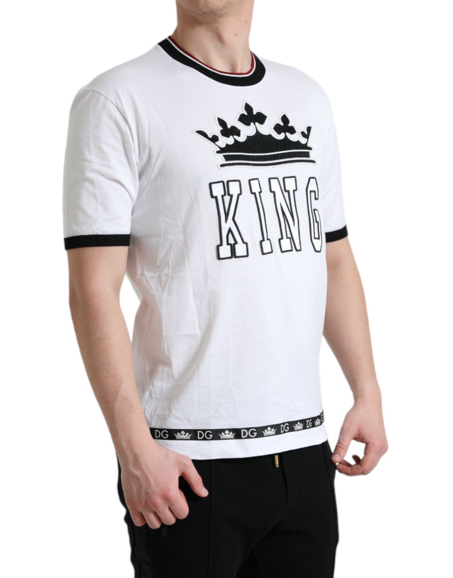 White Crown King Cotton Crew Neck T-shirt