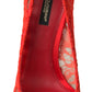 Red Taormina Lace Crystal Heels Pumps Shoes
