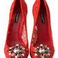 Red Taormina Lace Crystal Heels Pumps Shoes