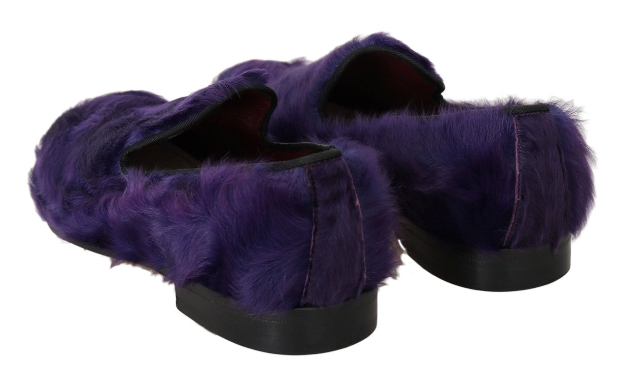 Plush Purple Sheep Fur Loafers