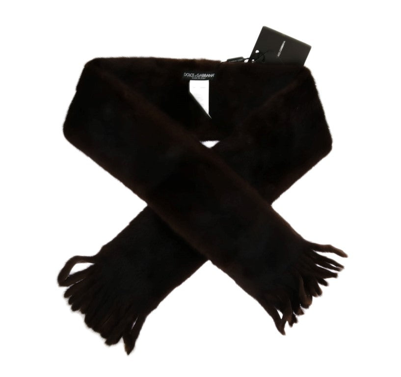 Elegant Mink Fur Brown Scarf Wrap