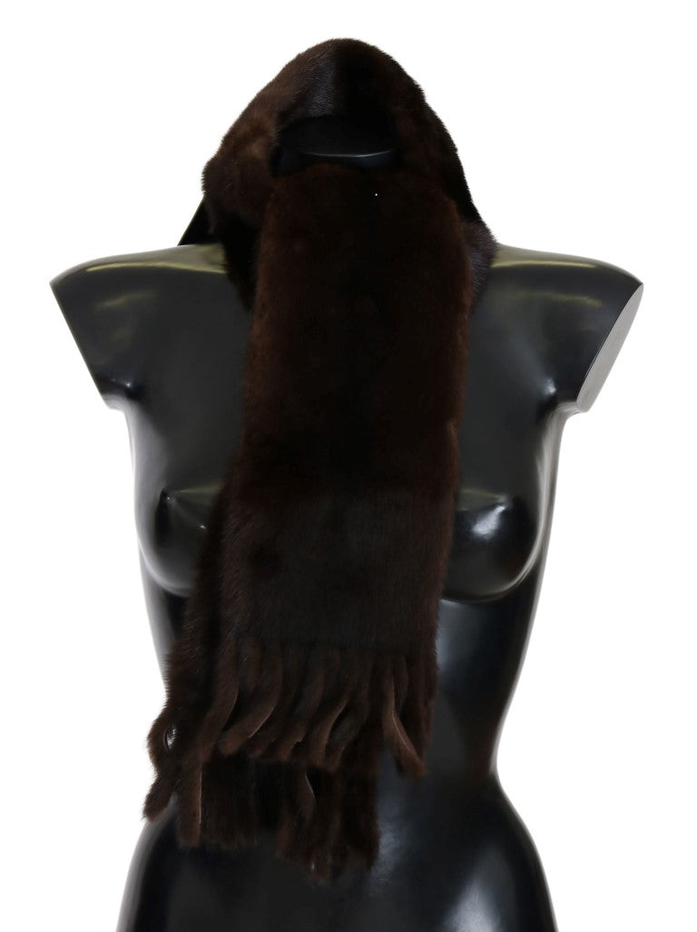 Elegant Mink Fur Brown Scarf Wrap