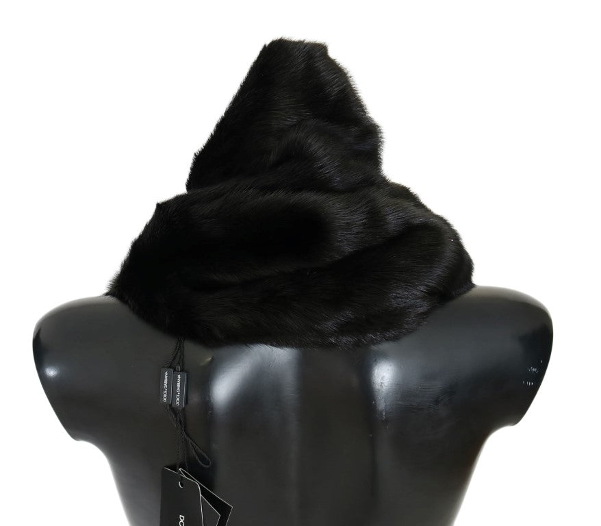 Elegant Black Mink Fur Shoulder Wrap Scarf