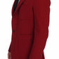 Elegant Red Cotton Stretch Two-Button Blazer