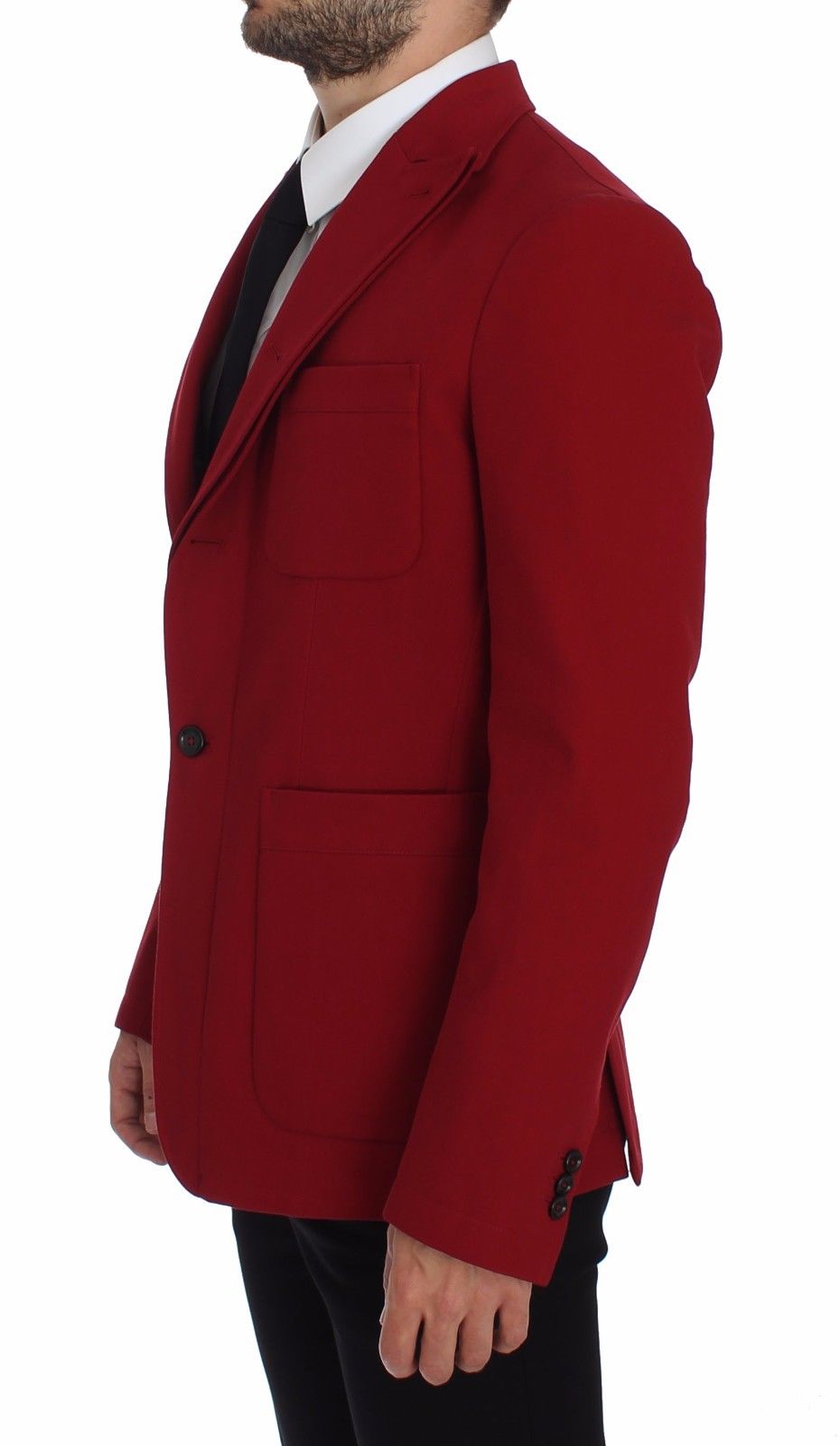 Elegant Red Cotton Stretch Two-Button Blazer