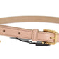 Beige Italian Leather Waist Belt with Gold Detailing