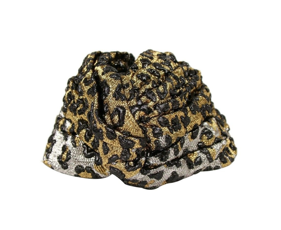 Gold Silver Metallic Leopard Print Turban Headband