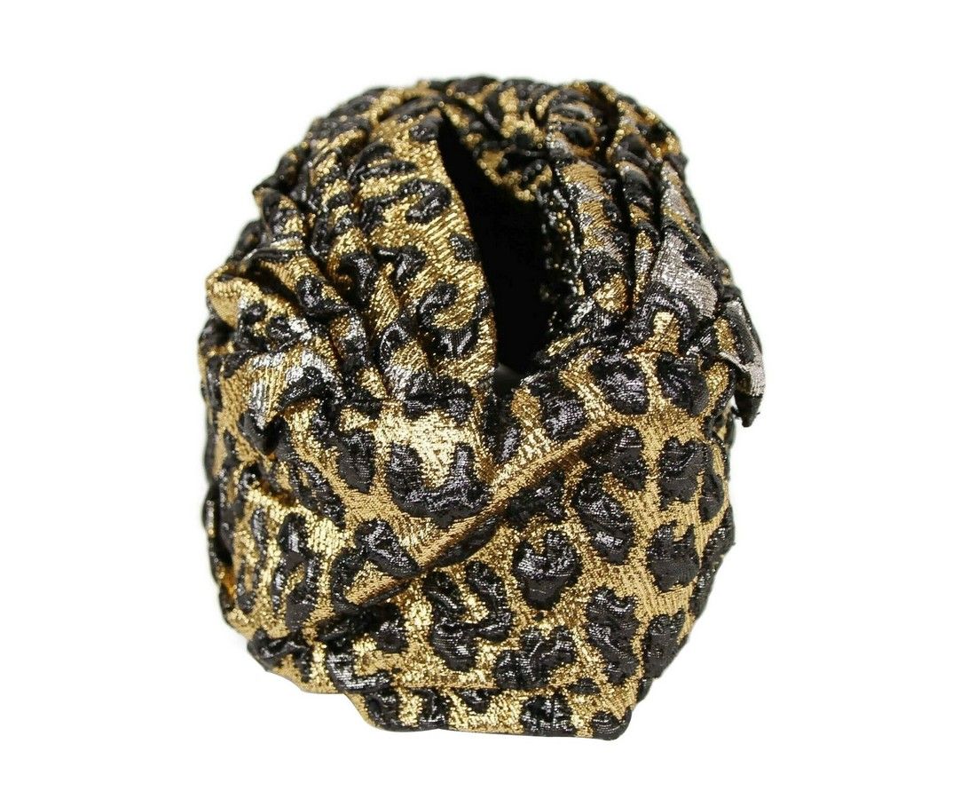 Gold Silver Metallic Leopard Print Turban Headband