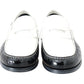 Black White Leather Men's Loafers