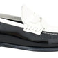Black White Leather Men's Loafers