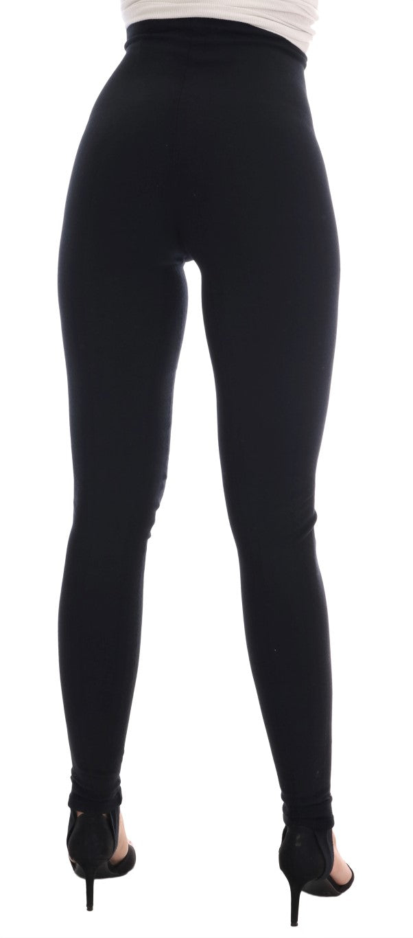 Elegant Black Cashmere Stretch Tights