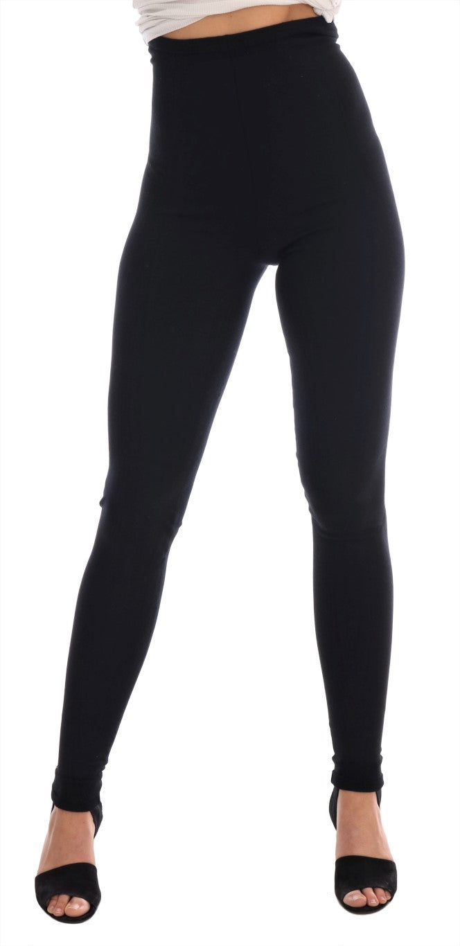 Elegant Black Cashmere Stretch Tights