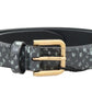 Chic Monochrome Leather Belt with Gold Buckle