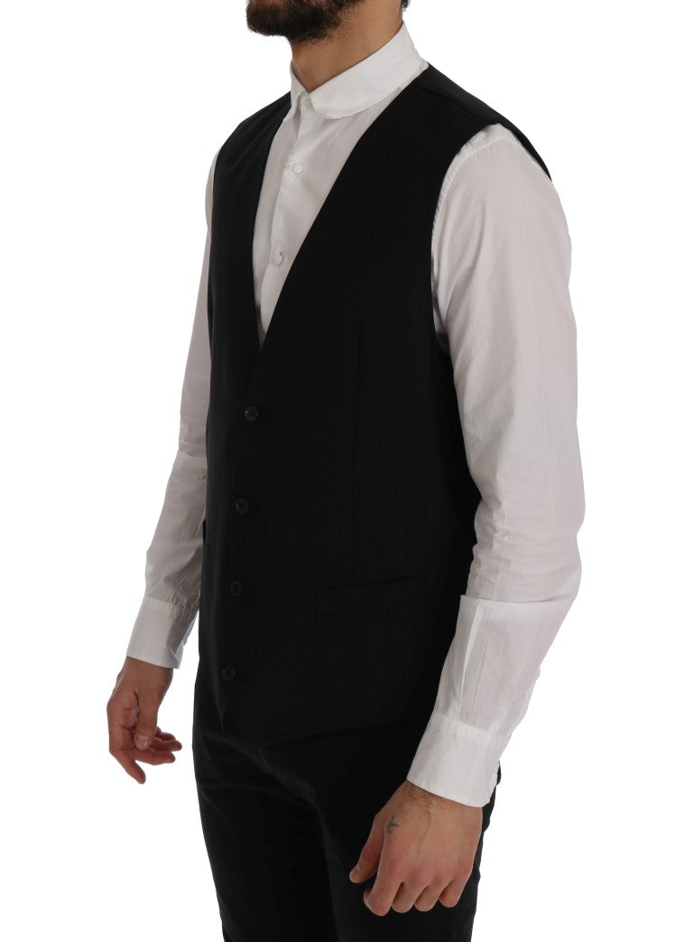 Elegant Striped Wool Waistcoat Vest