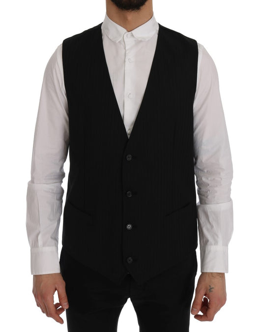 Elegant Striped Wool Waistcoat Vest