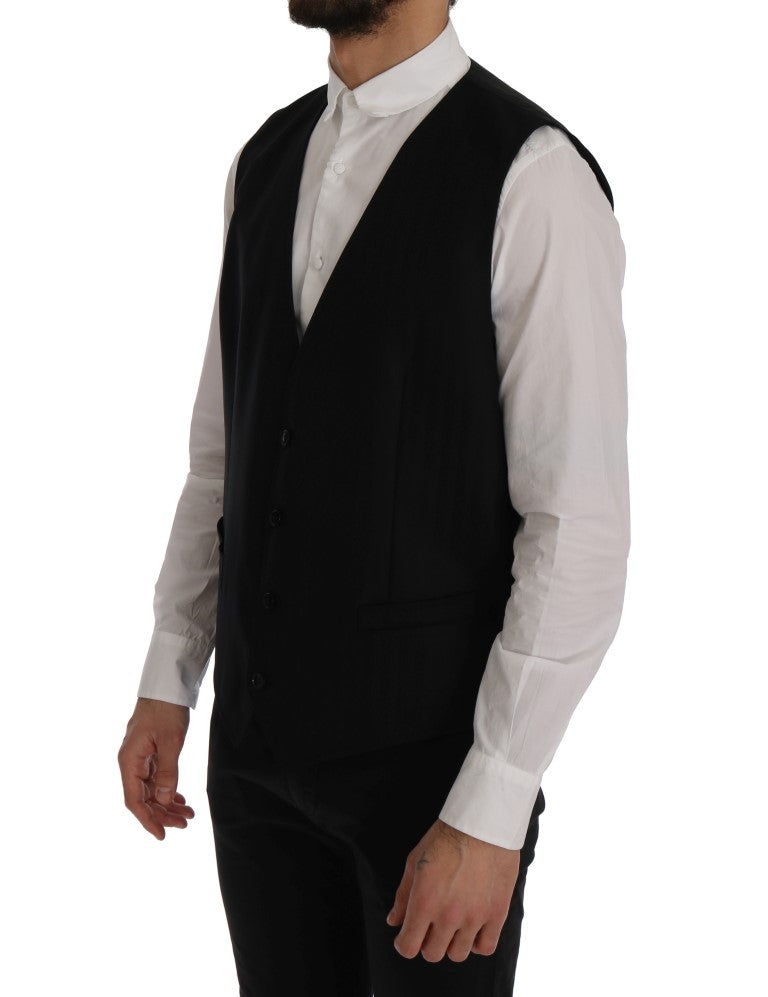 Elegant Black Single Breasted Vest