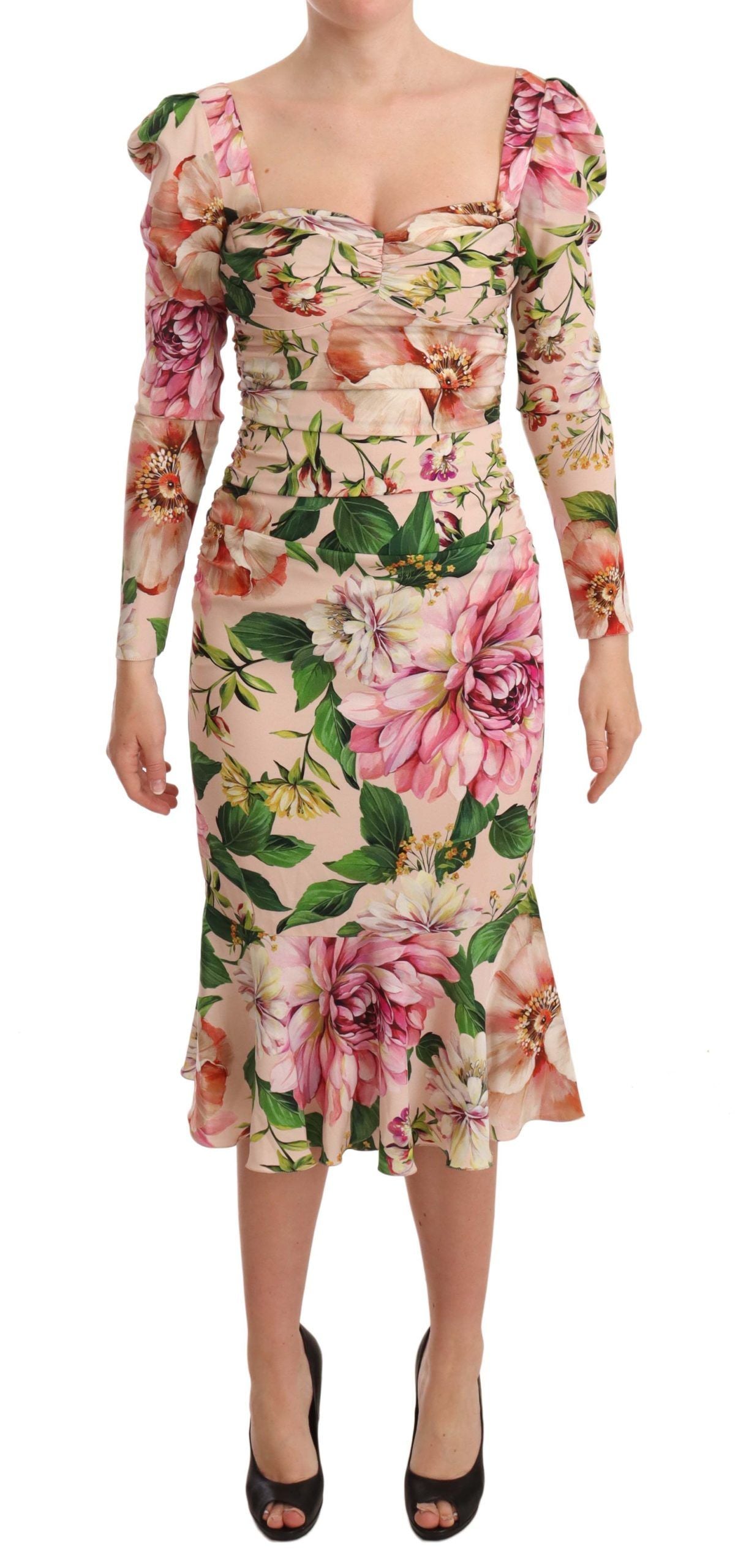 Elegant Floral Midi Sheath Dress