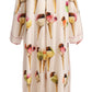 White Silk Ice Cream Print Maxi Kaftan Dress