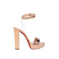 Elegant Pink Patent Leather Sandals with Cherry Heel