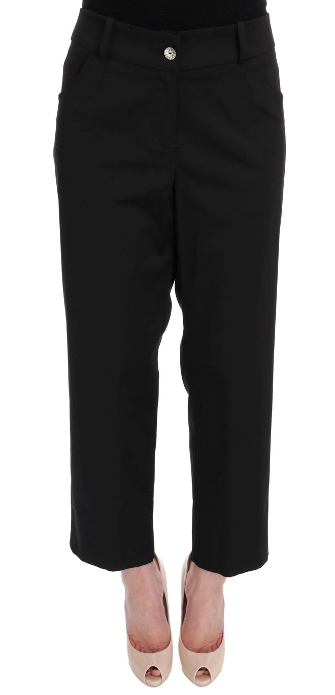 Elegant Black Capri Pants by Italian Couturier