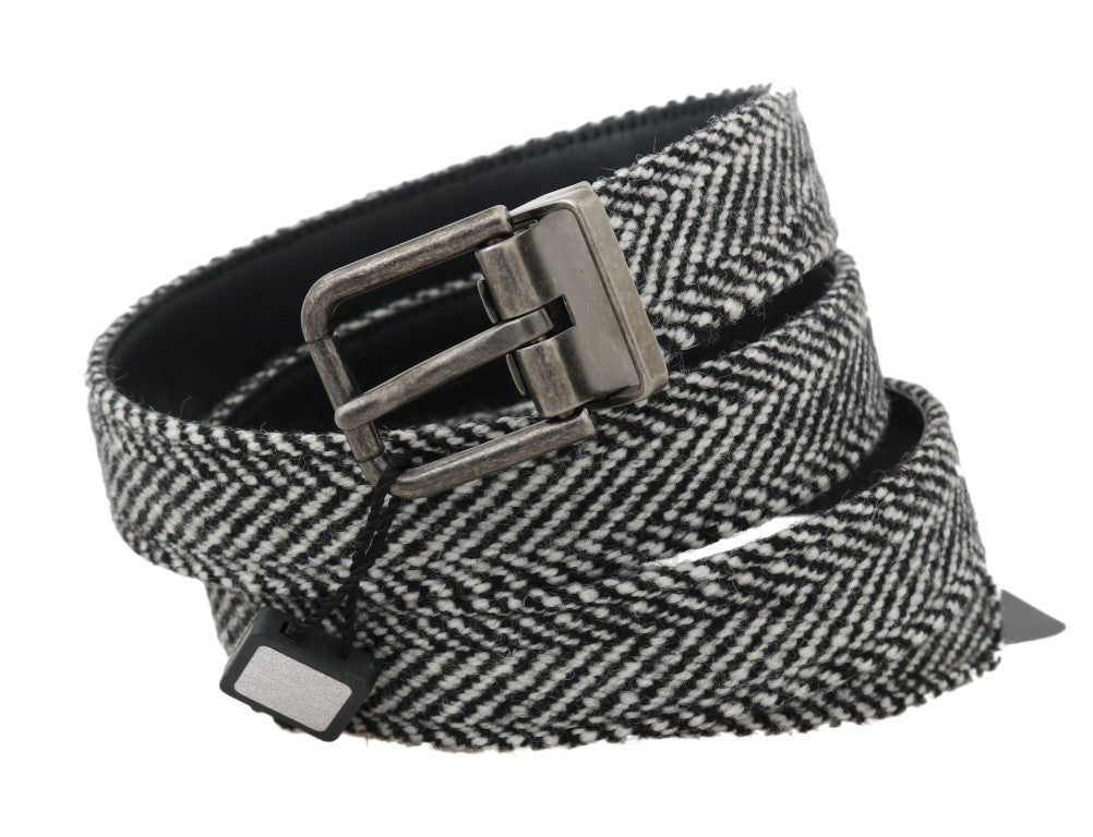 Elegant Black and White Men's Wool Belt