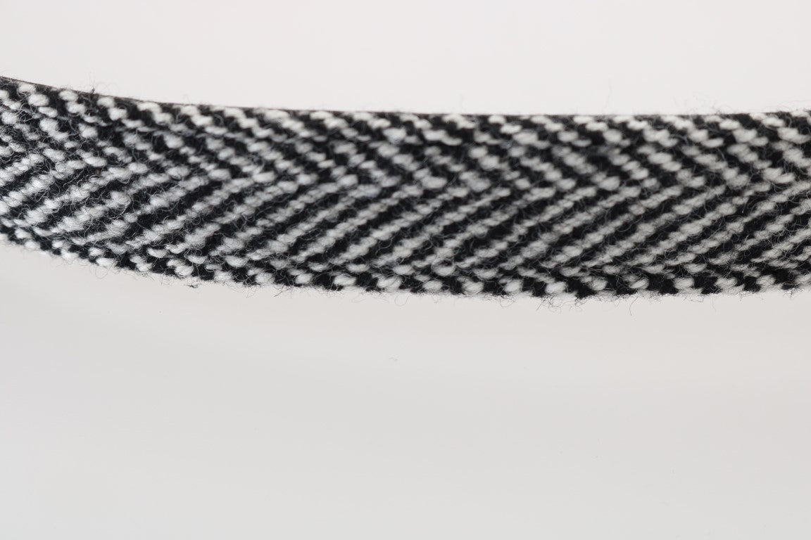 Elegant Black and White Men's Wool Belt