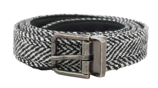 Elegant Black and White Men's Wool Belt