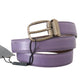 Elegant Purple Leather Belt with Gold Buckle