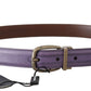Elegant Purple Leather Belt with Gold Buckle