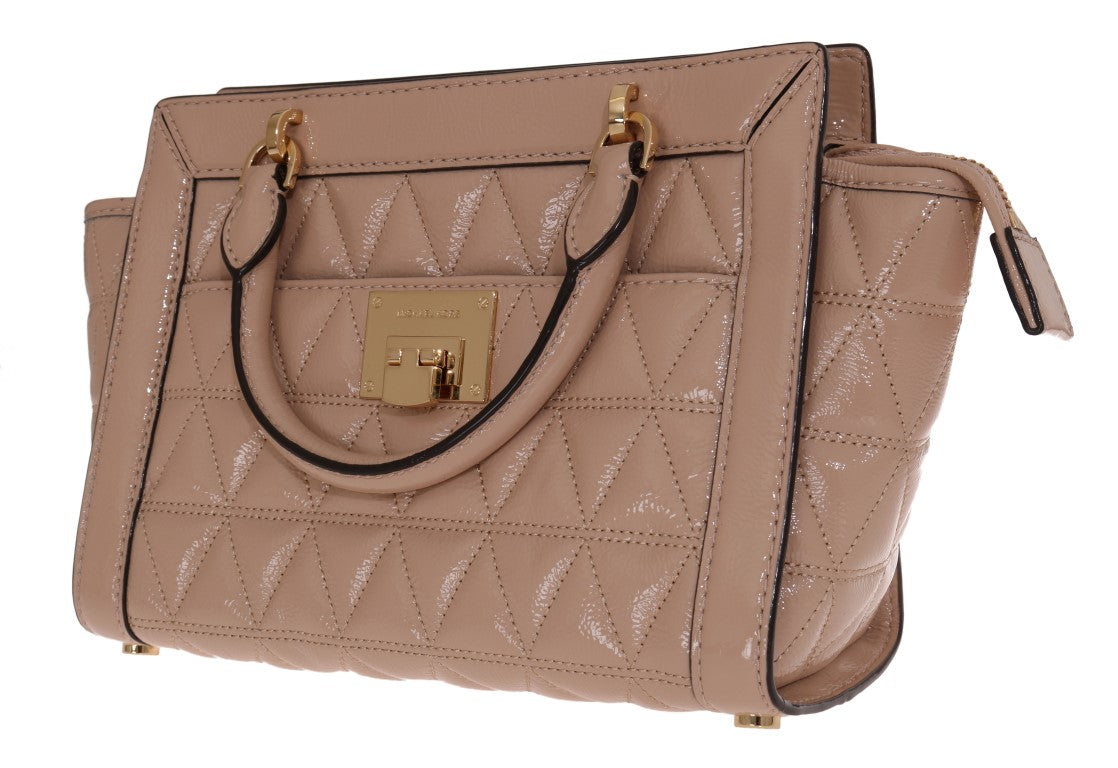 Chic Beige Leather Shoulder Bag - VIVIANNE