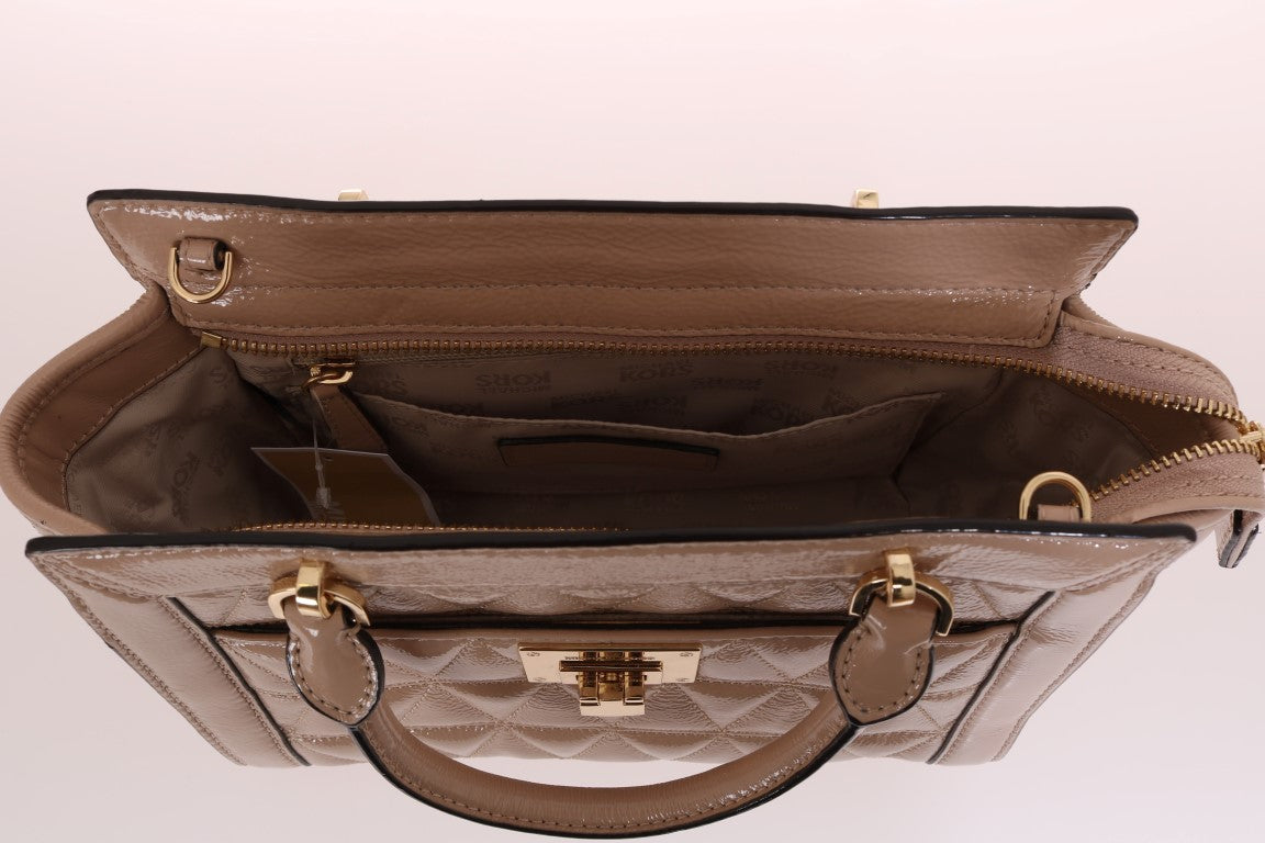 Chic Beige Leather Shoulder Bag - VIVIANNE