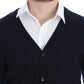 Chic Blue Wool Blend Cardigan Sweater