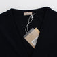 Chic Blue Wool Blend Cardigan Sweater