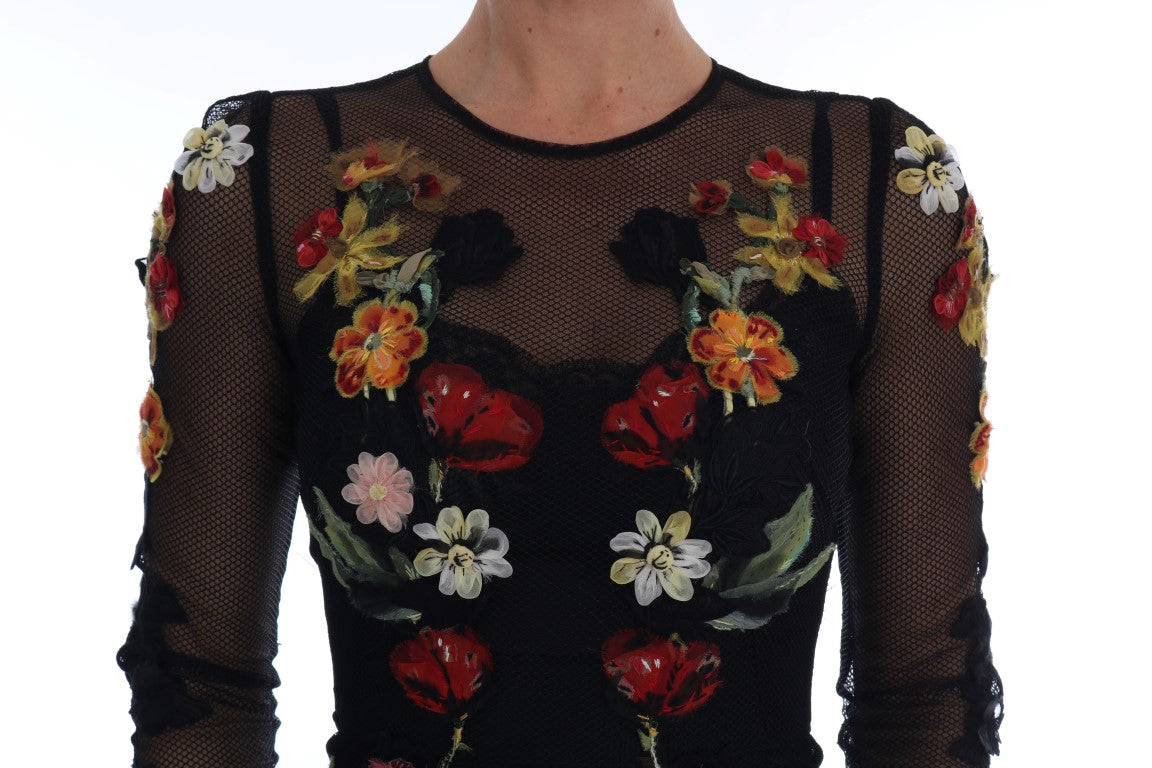 Elegant Floral Embroidered Midi Dress