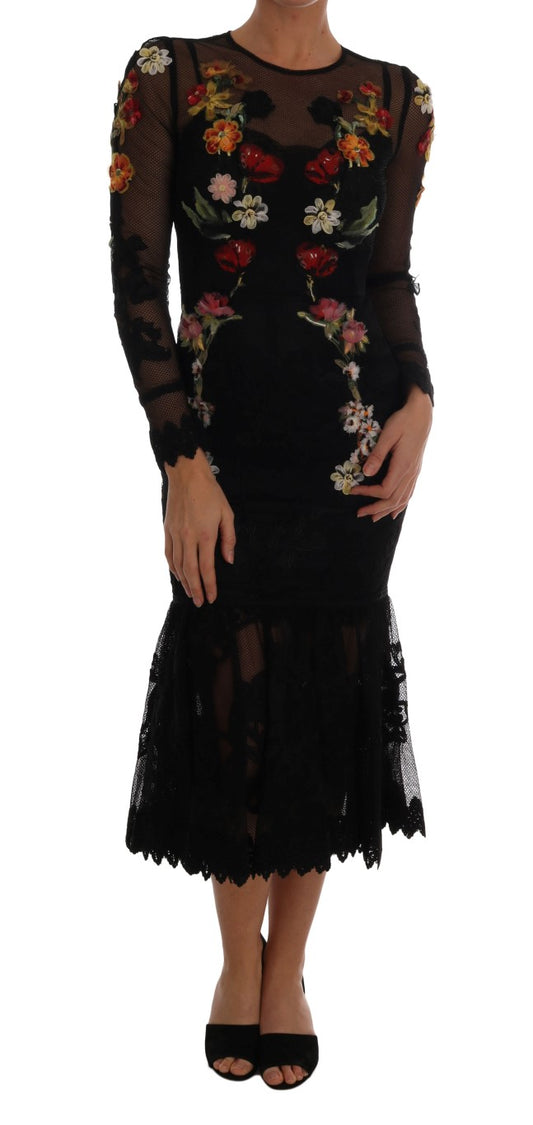 Elegant Floral Embroidered Midi Dress