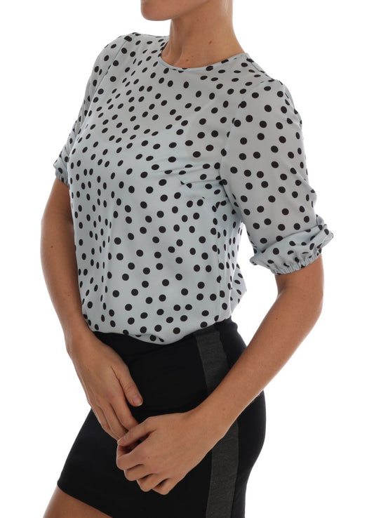 Polka Dotted Silk Blouse Top