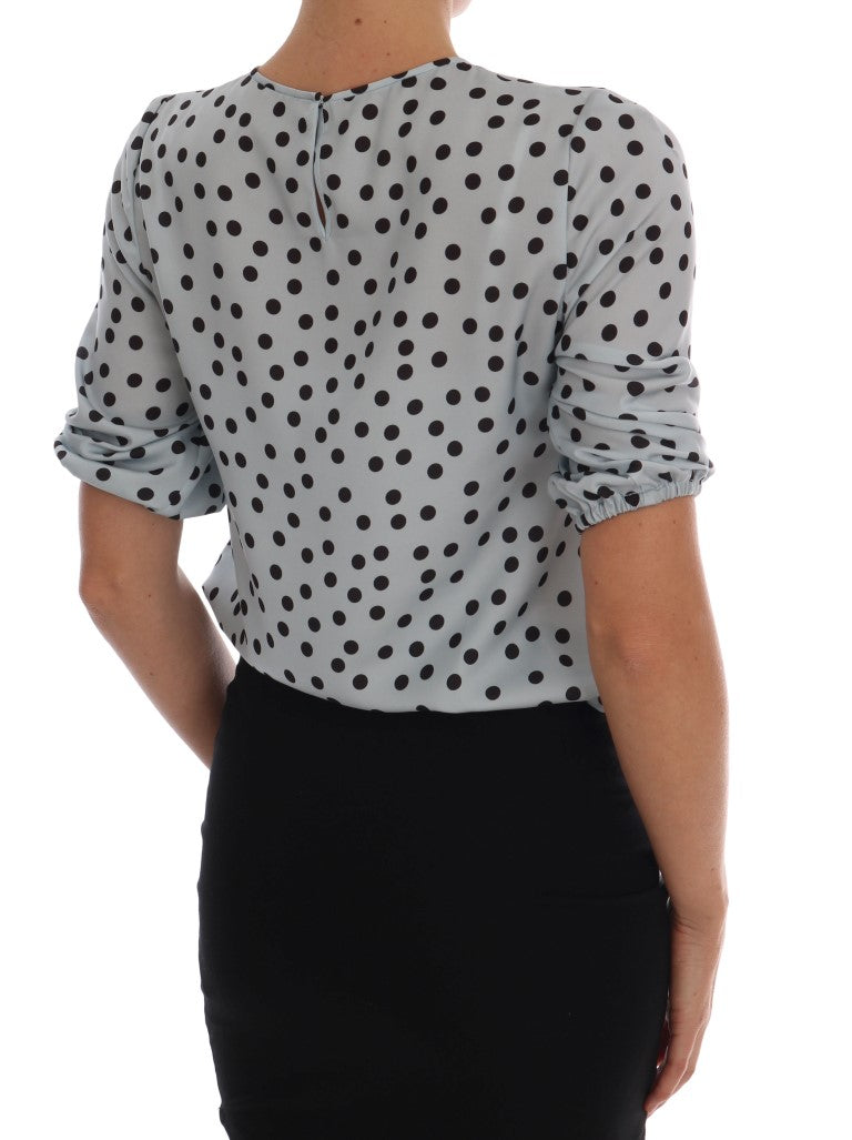 Polka Dotted Silk Blouse Top